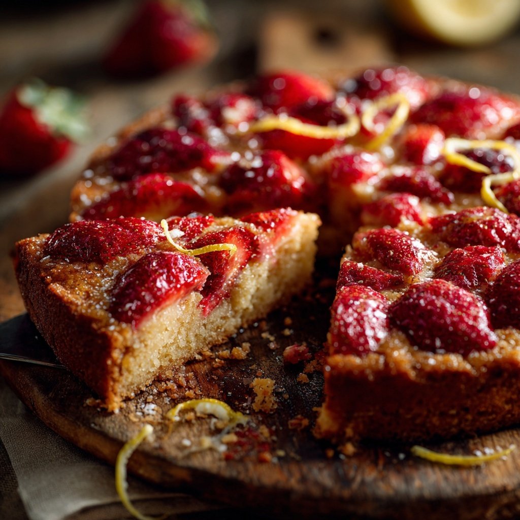 Erdbeerkuchen Mit Frischer Zitronenschale