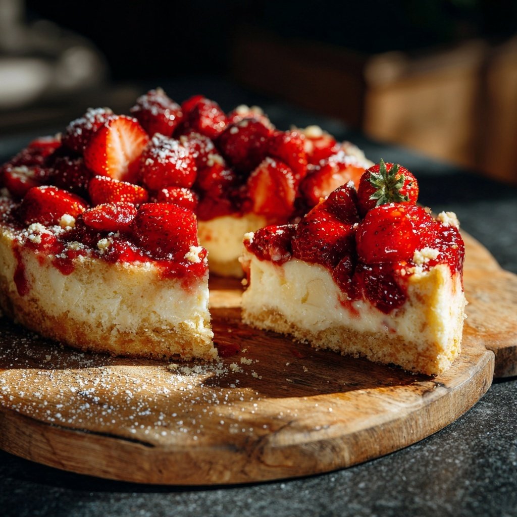 Saftiger Erdbeerkuchen Mit Vanillepudding