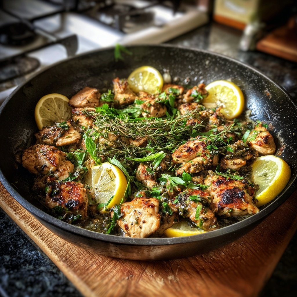 Kalorienarme Hähnchenpfanne Mit Zitronen Kräutern