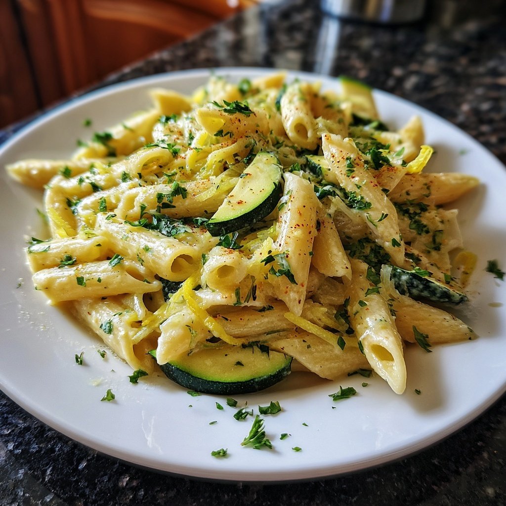 Penne mit Zucchini und Zitrone