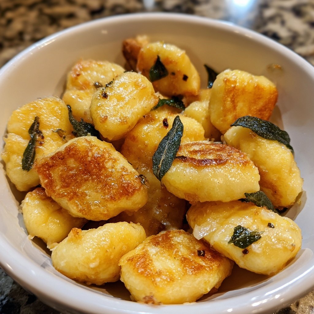 Herzförmige Gnocchi mit Butter und Salbei