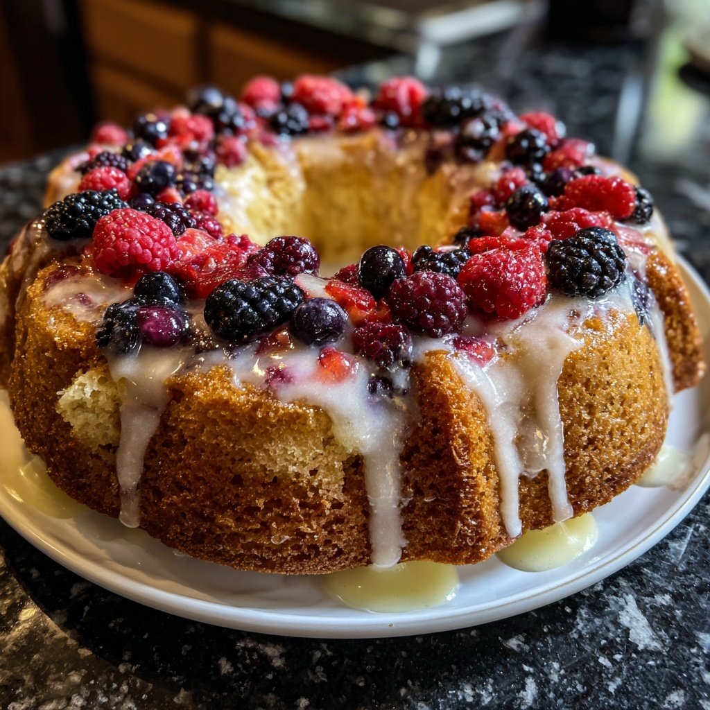 Zitronenkuchen mit Beeren
