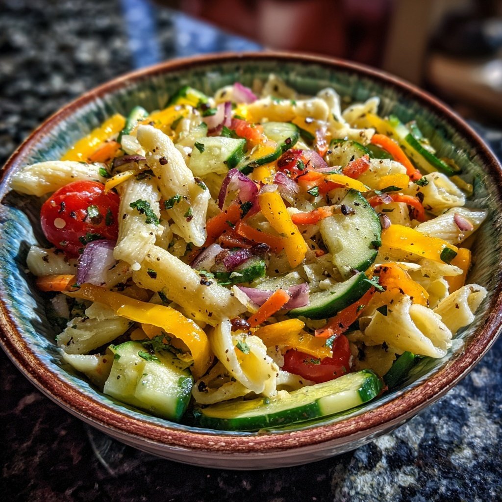 Mediterraner Nudelsalat Mit Frühlingszwiebeln